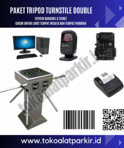 Paket Tripod Turnstile Double System Barcode dan Ticket