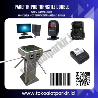 Paket Tripod Turnstile Double System Barcode dan Ticket