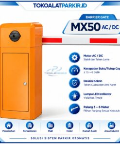 Gambar produk Barrier Gate MX80 AC/DC dari TokoAlatParkir.id, penyedia peralatan parkir otomatis untuk perumahan, perkantoran, gedung komersial, dan area parkir lainnya.