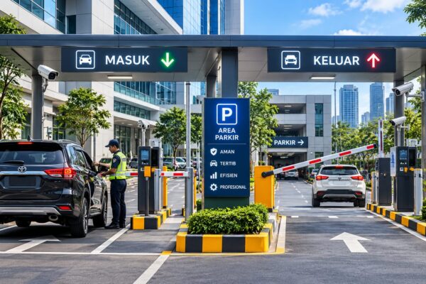 Management pengelolaan parkir profesional dengan barrier gate otomatis dan sistem pengawasan parkir